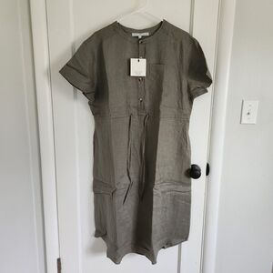 Olive Green Linen Dress